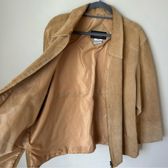 Vintage Terry Lewis Tan Beige Leather Suede Full Zip Jacket Men’s Size 2X - Picture 5 of 6
